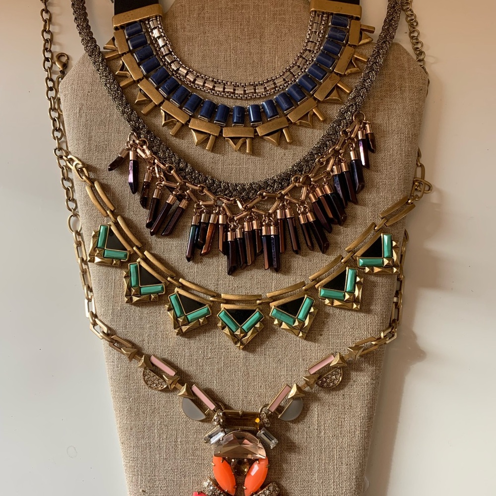 Stella & Dot Bundle of 4 Gold and Multicolor Statement Necklaces
